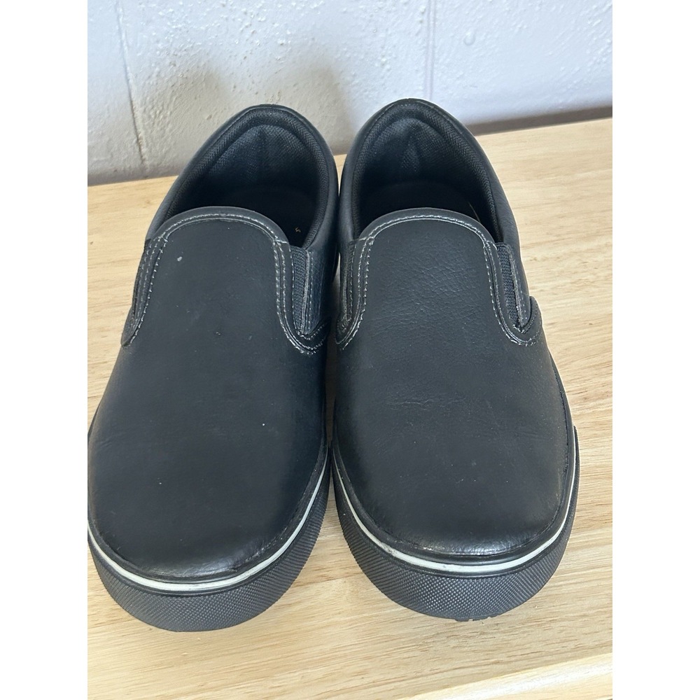 TREDSAFE Unisex Black Leather Slip On Work Shoes Oil & Slip Resistant Mens 6 W 7 - Picture 5 of 5